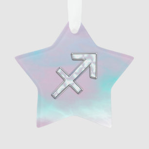Sagittarius Zodiac Symbol Mother of Pearl Style Ornament