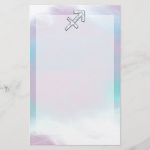 Sagittarius Zodiac Symbol Mother of Pearl Style Stationery