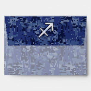 Sagittarius Zodiac Symbol NavyDigital Camouflage Envelopes