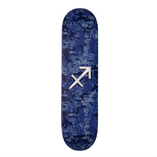 Sagittarius Zodiac Symbol NavyDigital Camouflage Skateboard