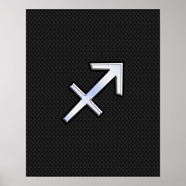 Sagittarius Zodiac Symbol on black snake skin Poster (Front)