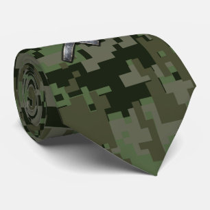 Sagittarius Zodiac Symbol on Green Digital Camo Tie