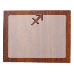 Sagittarius Zodiac Symbol on Mahogany Wood Decor Notepad