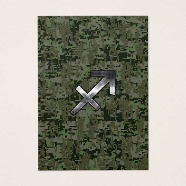 Sagittarius Zodiac Symbol on Woodland Digital Camo (Front)