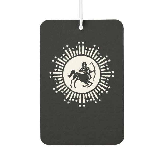 Sagittarius Zodiac Symbol with Starburst Car Air Freshener (Front)