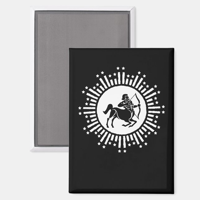 Sagittarius Zodiac Symbol with Starburst Magnet (Front/Back)