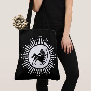 Sagittarius Zodiac Symbol with Starburst Tote Bag