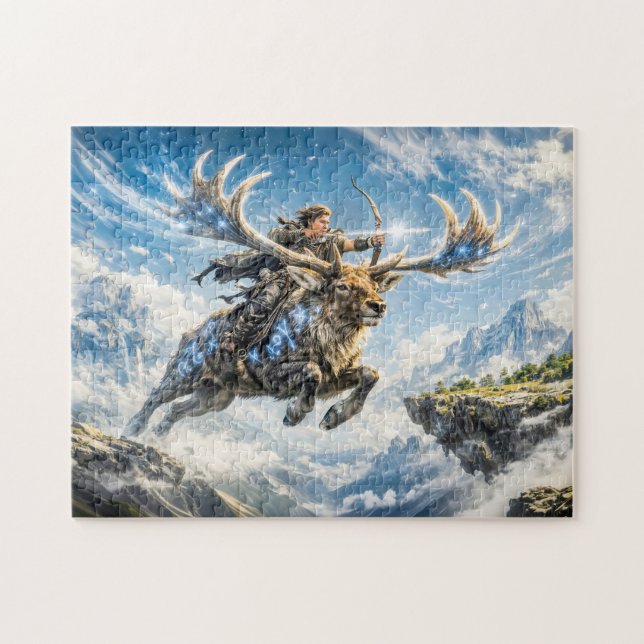Sagittarius Zodiac with Warrior Riding a Majestic  Jigsaw Puzzle (Horizontal)