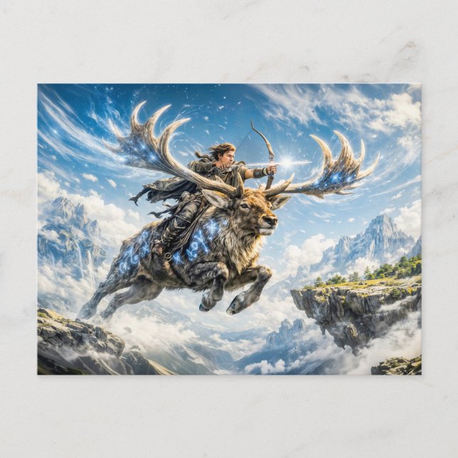 Sagittarius Zodiac with Warrior Riding a Majestic  Postcard (Front)
