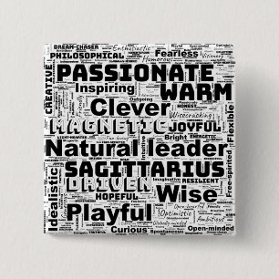 Sagittarius Zodiac Word Cloud Inspiration Acrylic 15 Cm Square Badge