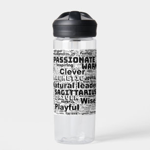 Sagittarius Zodiac Word Cloud Inspiration Water Bottle