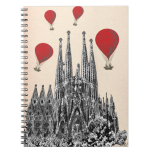 Sagrada Familia and Red Hot Air Balloons 2 Notebook