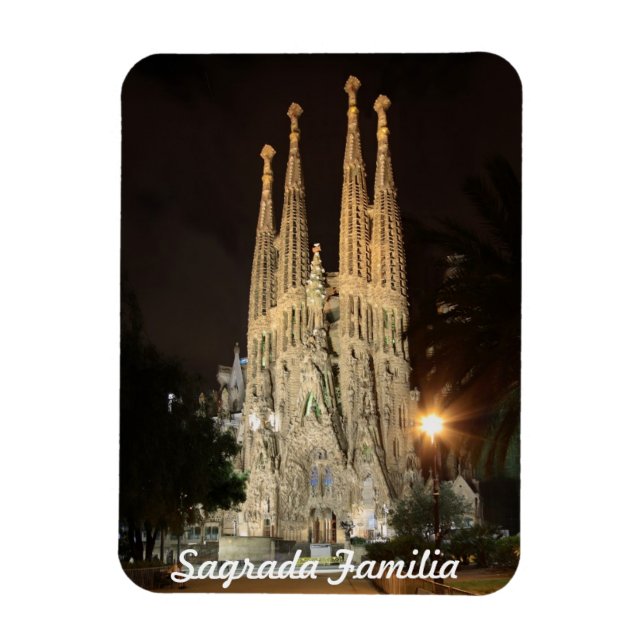 Sagrada Familia at night Magnet (Vertical)