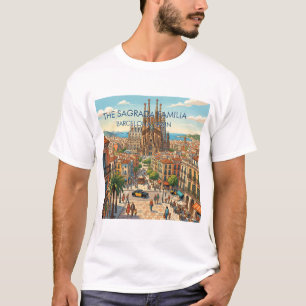 Sagrada Familia Barcelona Spain Travel Art Vintage T-Shirt