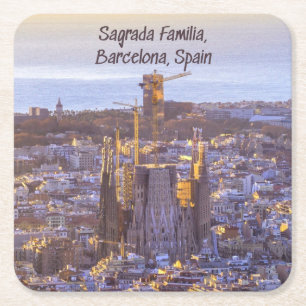 Sagrada Familia Catholic Church, Barcelona, Spain Square Paper Coaster