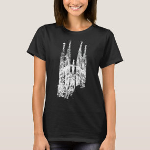 Sagrada Familia Vintage Skyline Spain Fan I Love B T-Shirt