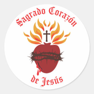 Sagrado Corazón de Jesús/Sacred Heart of Jesus Classic Round Sticker