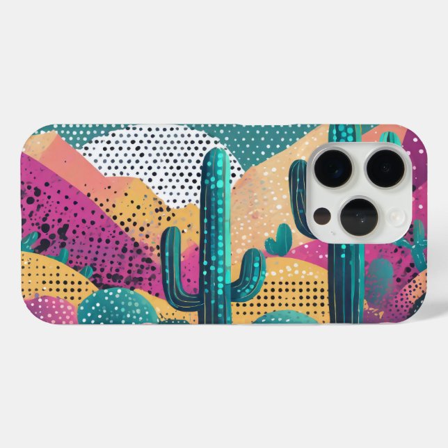 Saguaro cacti in landscape dotted background Case-Mate iPhone case (Back (Horizontal))