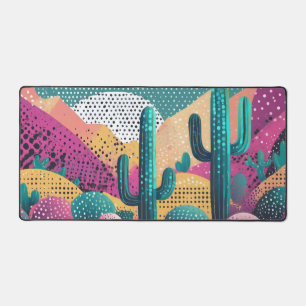 Saguaro cacti in landscape dotted background desk mat