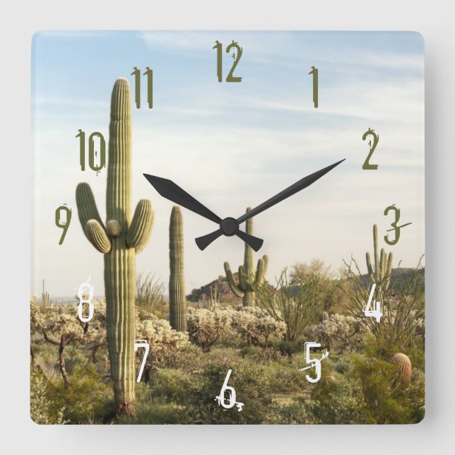 Saguaro Cactus, Arizona,USA Square Wall Clock (Front)