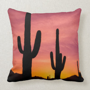 Saguaro cactus at sunrise, Arizona Cushion