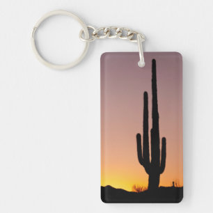 Saguaro Cactus at Sunset Key Ring