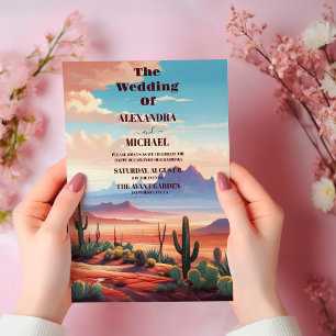 Saguaro Cactus Desert Landscape Wedding  Invitation