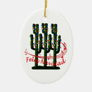 Saguaro Cactus Feliz Navidad  Christmas Ornament