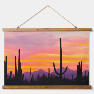 Saguaro Cactus Forest at Sunset Hanging Tapestry