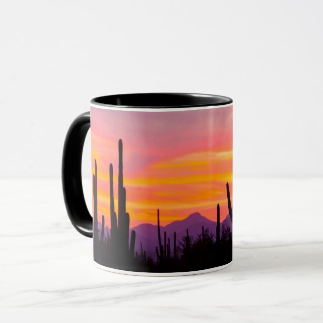 Saguaro Cactus Forest at Sunset Mug (Front Left)