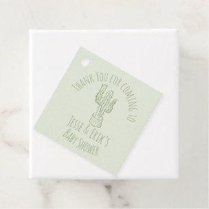 Saguaro Cactus Hand Drawn Green Baby Shower Favour Tags