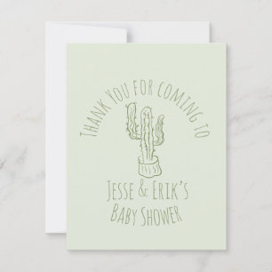 Saguaro Cactus Hand Drawn Green Baby Shower     RSVP Card