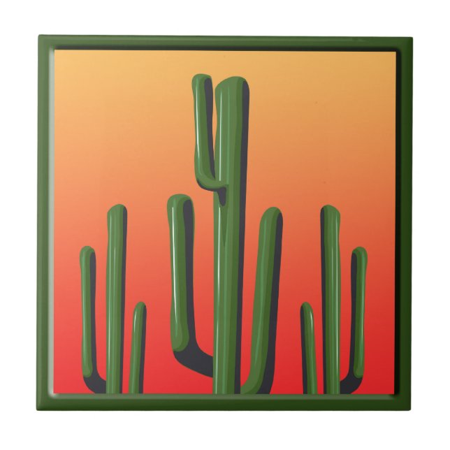 Saguaro Cactus Home Decor Tile (Front)