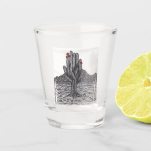 Saguaro Cactus in Pen and Ink Shot Glass