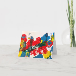 Saguaro Cactus on a Hill, Primary Colours Card