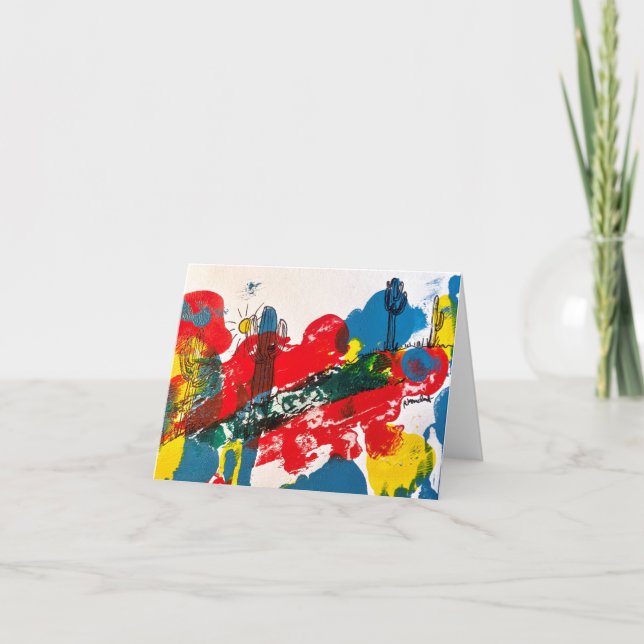 Saguaro Cactus on a Hill, Primary Colours Card (Front)