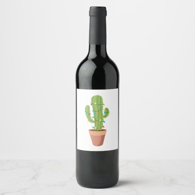 Saguaro Cactus Plant Wine Label (Front)