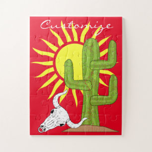 Saguaro Cactus Skull Thunder_Cove Jigsaw Puzzle