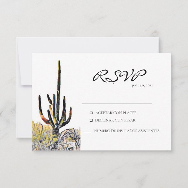 Saguaro Cactus Spanish Response Card (Front)