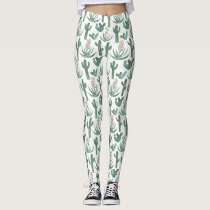 Saguaro Cactus Succulents Desert Watercolor Leggings