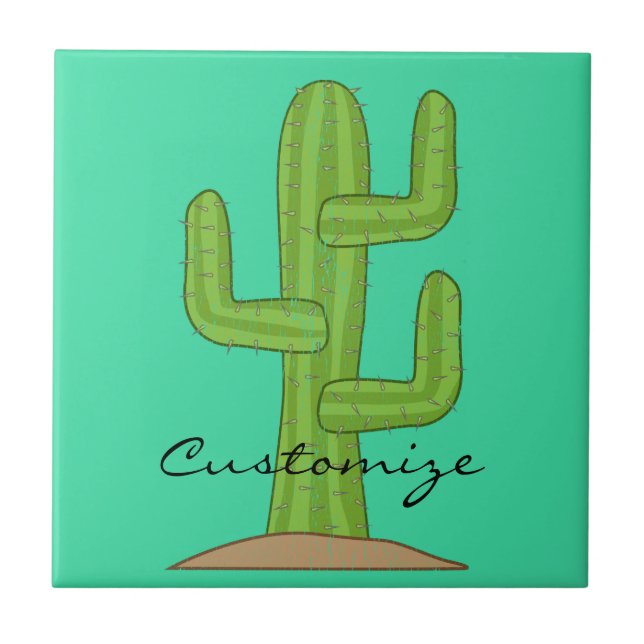 Saguaro Cactus Thunder_Cove Ceramic Tile (Front)