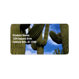 Saguaro Cactus Trio / Blue Sky & Clouds / address Label