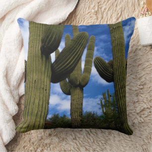 Saguaro Cactus Trio / Blue Sky & Clouds / Arizona Cushion