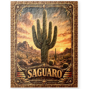 Saguaro Cactus, Vintage Botanical Art Jigsaw Puzzle