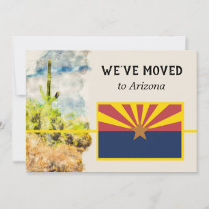 Saguaro Cactus Watercolor Arizona Flag Moving Announcement