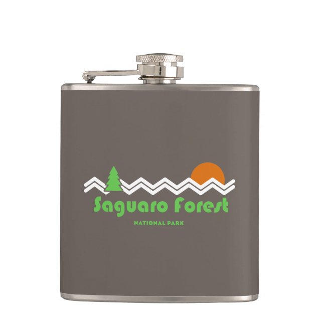 Saguaro Forest National Park Retro Hip Flask (Front)