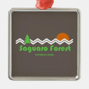 Saguaro Forest National Park Retro Metal Ornament