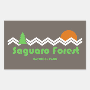 Saguaro Forest National Park Retro Rectangular Sticker