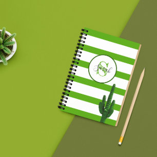 Saguaro Green Stripe Monogram Personalised Planner