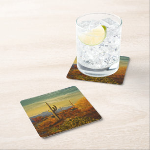 Saguaro in the Arizona Desert, by Gary Poling Square Paper Coaster